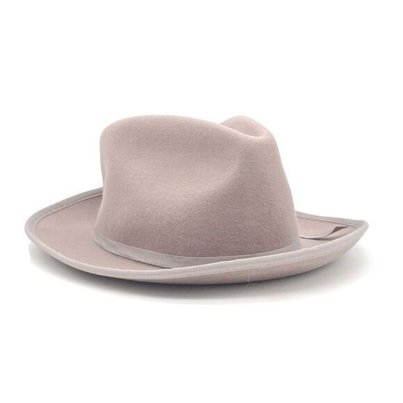NWT Anthropologie Taupe Wool Fedora Hat Grosgrain Band Wide Brim One Size Womens